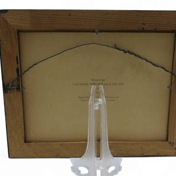 Van Gogh "Drawbridge" Framed Canvas Print In Brown Wood Frame 10" - Picture 3 of 7